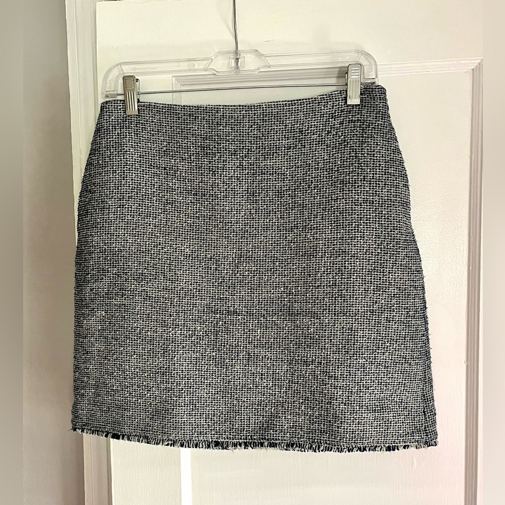 Tweed blue gray silver mini skirt